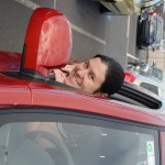 Sarita in our rental car