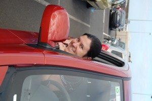 Sarita in our rental car