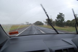 It was still raining