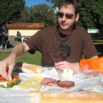 Having brunch in a park in Melbourne with delis we bought on the markets before.