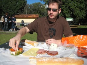 Having brunch in a park in Melbourne with delis we bought on the markets before.