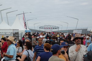 In the crowd of people